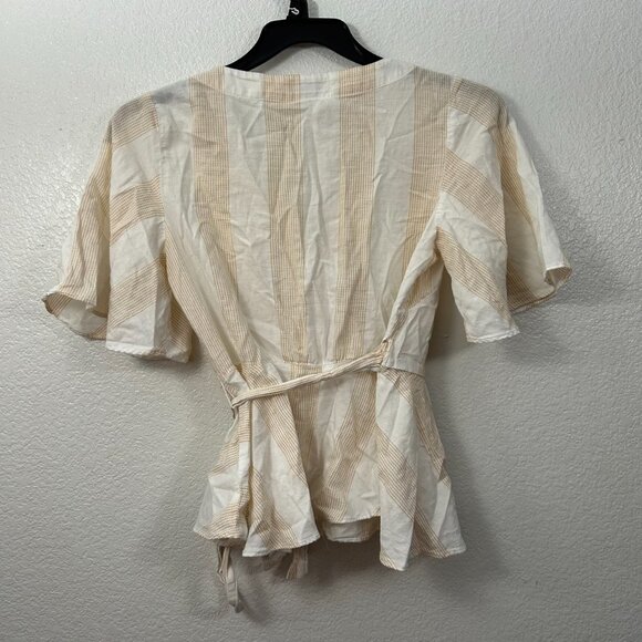 Loft Striped Flutter Sleeve True Wrap Blouse Side Tie - Picture 7 of 11